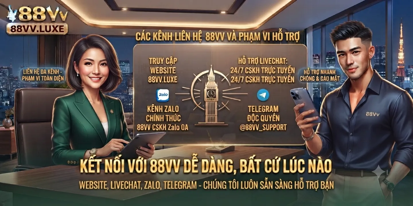 Liên Hệ 88VV – Các Kênh Hỗ Trợ Được Xác Minh 1 Các kênh liên hệ 88VV và phạm vi hỗ trợ
