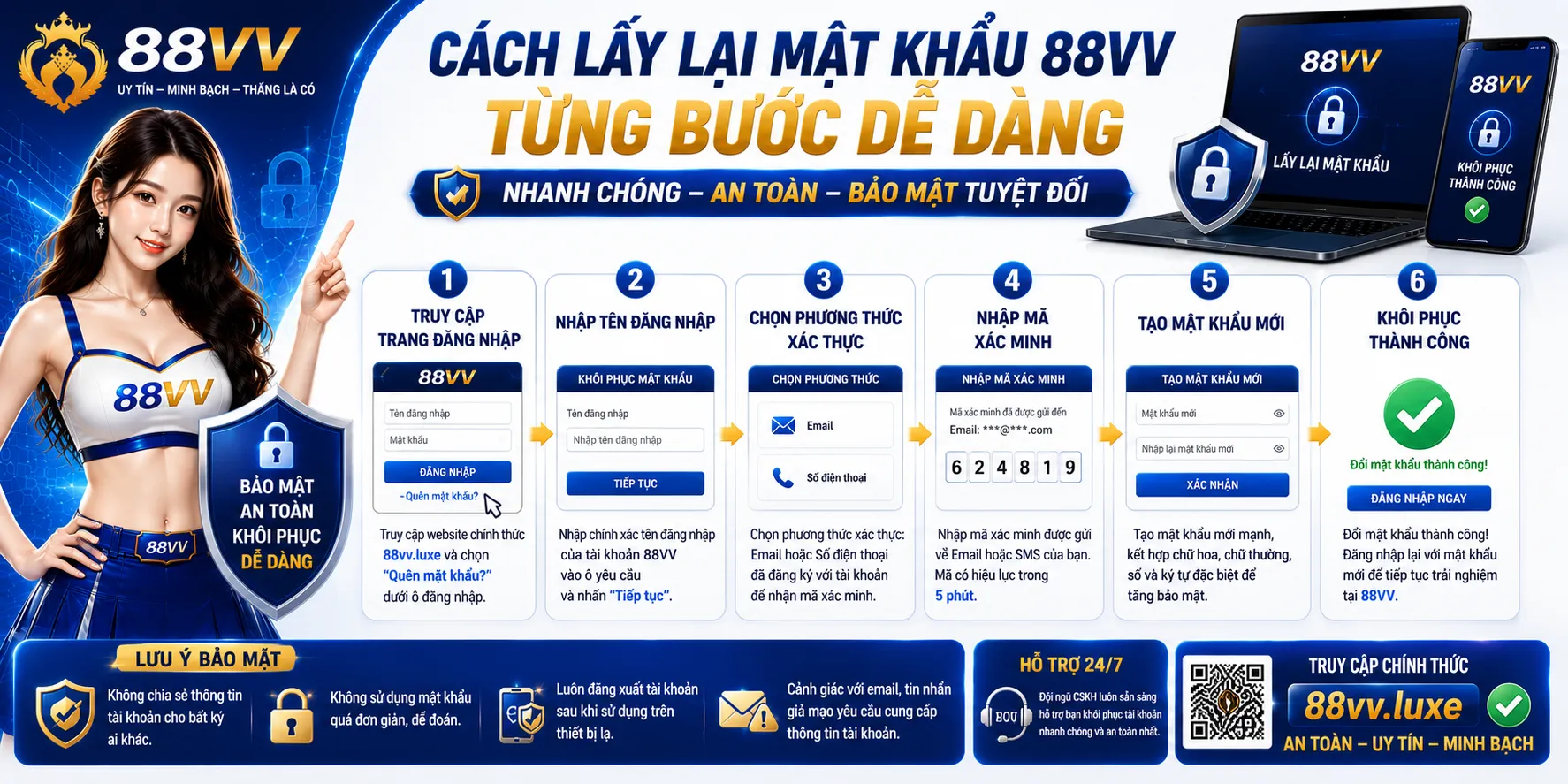 Cách lấy lại mật khẩu 88VV từng bước