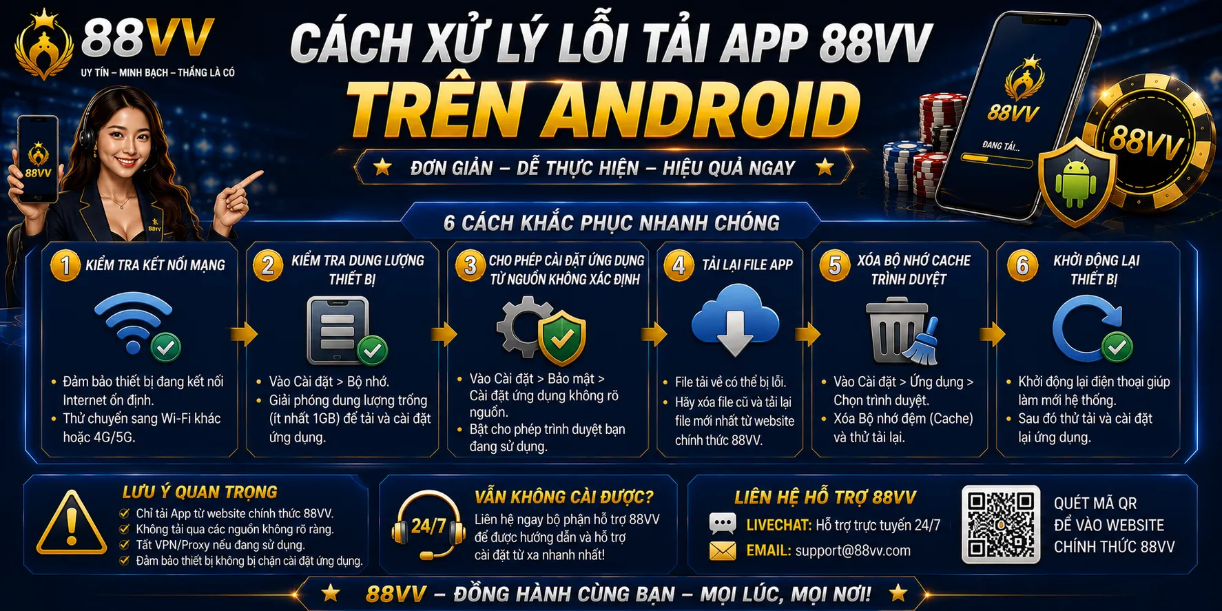 Không Tải Hoặc Cài Được App 88VV? Cách Khắc Phục 1 Cách xử lý lỗi tải app 88VV trên Android