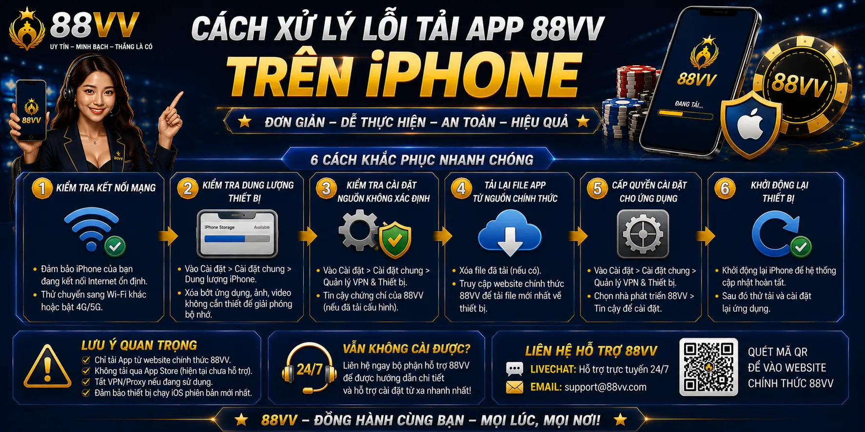 Không Tải Hoặc Cài Được App 88VV? Cách Khắc Phục 2 Cách xử lý lỗi tải app 88VV trên iPhone