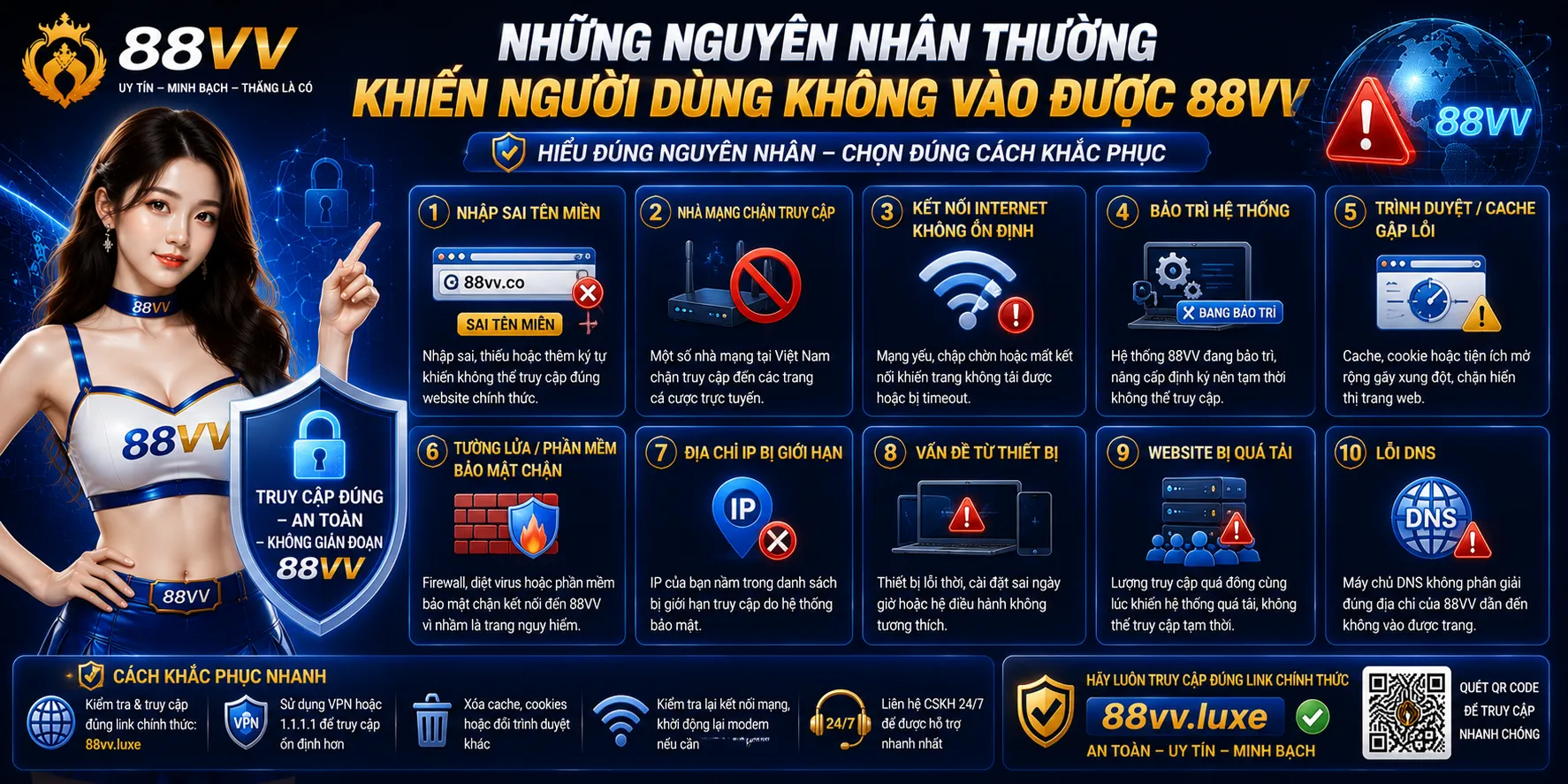 Những nguyên nhân thường khiến người dùng không vào được 88VV