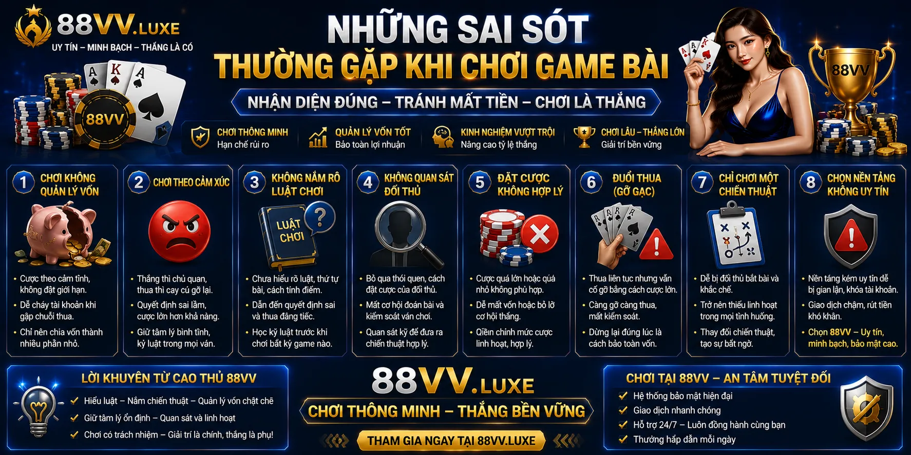 Game Bài 88VV: Các Trò Chơi Phổ Biến Và Luật Cơ Bản 2 Những sai sót thường gặp khi chơi game bài